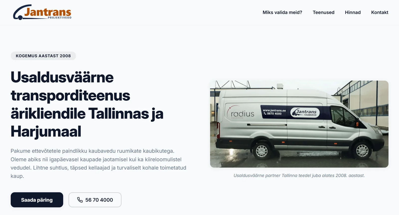 Jantrans cargo transport website